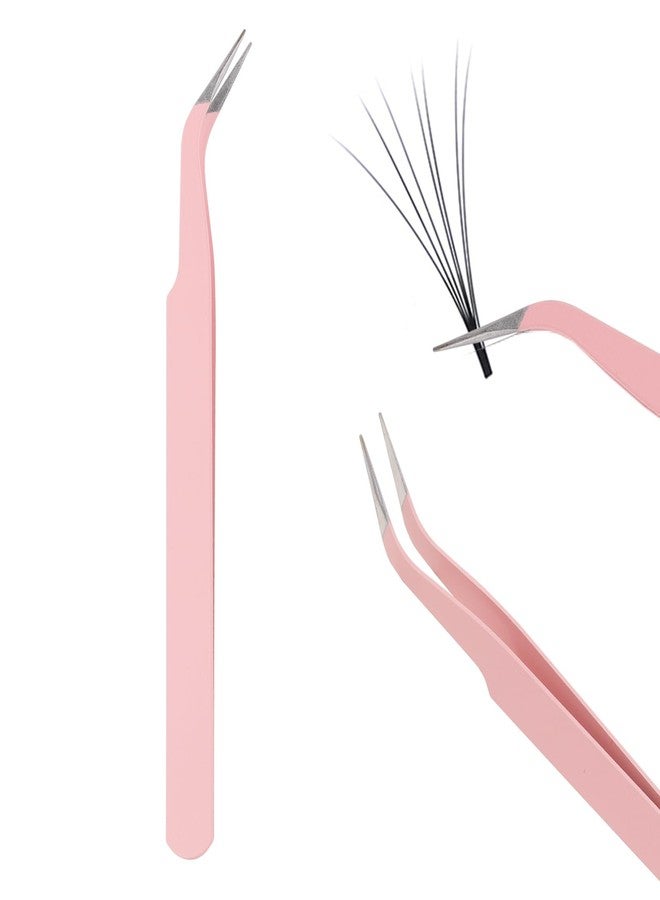 FADVAN Lash Cluster Tweezers, Stainless Steel Curved Tip Tweezer, 0.6mm Point tweezers for DIY Lashes, Nail Art, Sticker, Jewelry-Making - Image 1